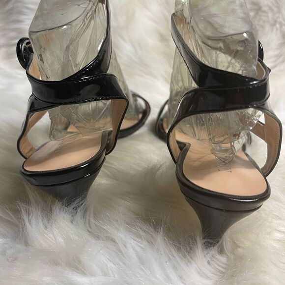 MODENCOCO Black Patent Dress Fashion Open Toe Ankle Strap Strappy Buckle SZ11 - Picture 6 of 12